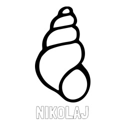 Online izdelana pobarvanka - Pobarvanka imena NIKOLAJ in pobarvanka školjke morskega polžka