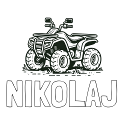 Online izdelana pobarvanka - Pobarvanka imena NIKOLAJ in pobarvanka štirikolesnika