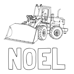 Online izdelana pobarvanka - Pobarvanka imena NOEL in pobarvanka velikega bagra