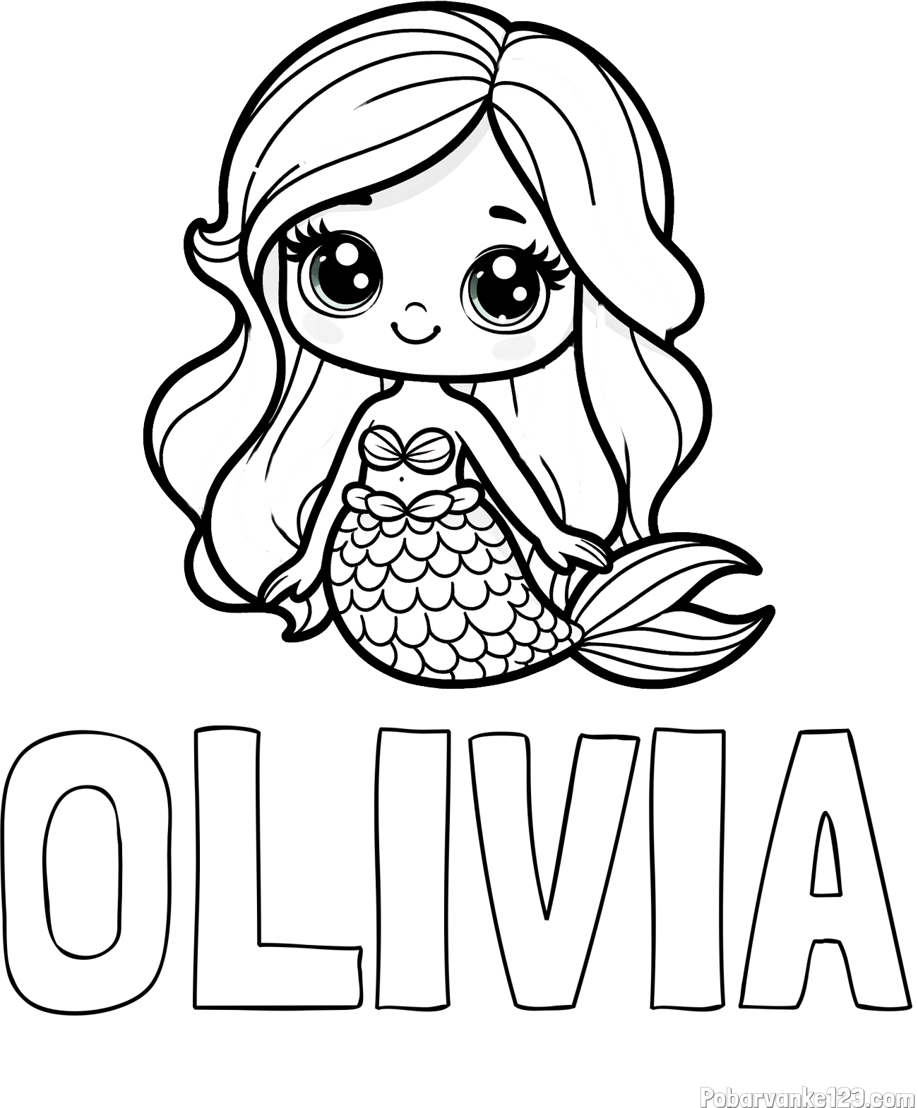 Pobarvanka imena OLIVIA in pobarvanka prikupne morske deklice