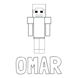 Online izdelana pobarvanka - Pobarvanka imena OMAR in pobarvanka Minecraft glavnega junaka