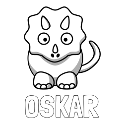 Online izdelana pobarvanka - Pobarvanka imena OSKAR in pobarvanka dinozavra triceratops