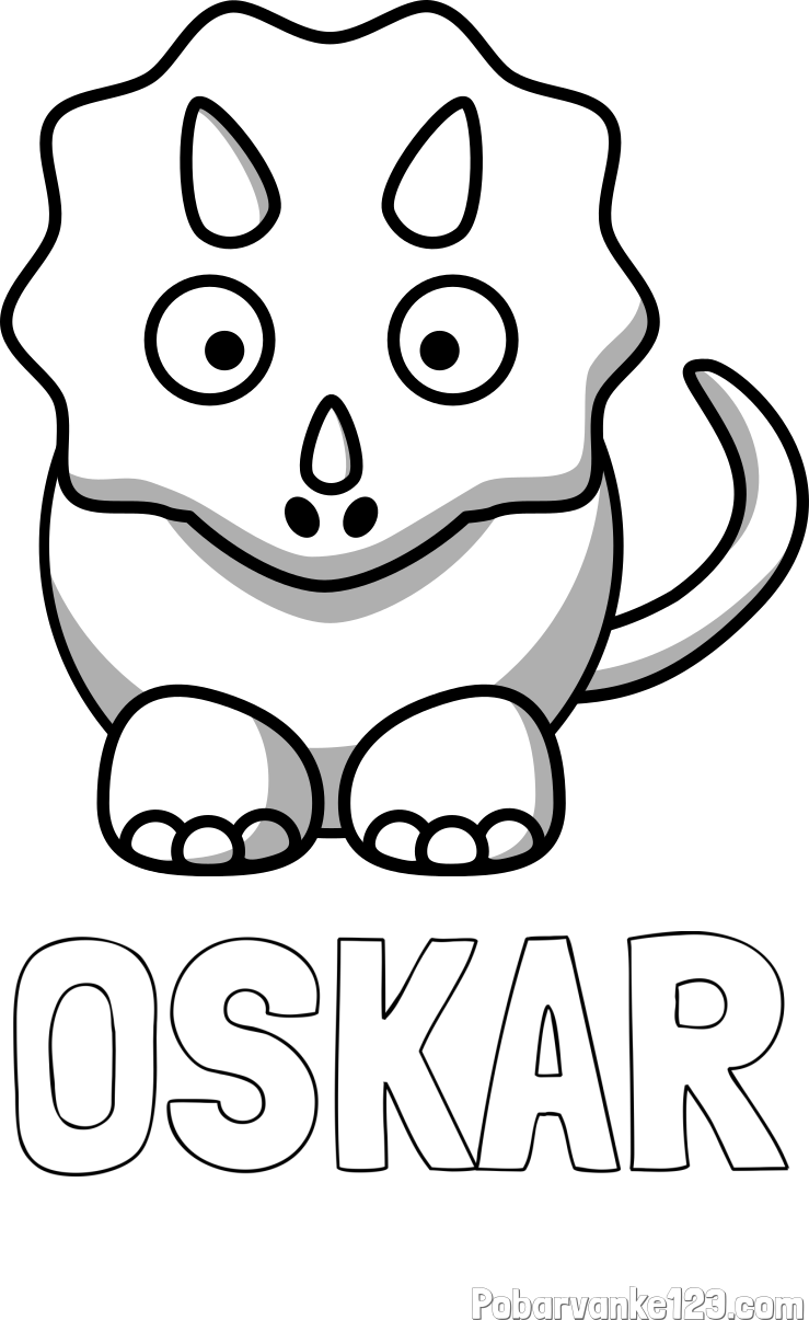Pobarvanka imena OSKAR in pobarvanka dinozavra triceratops