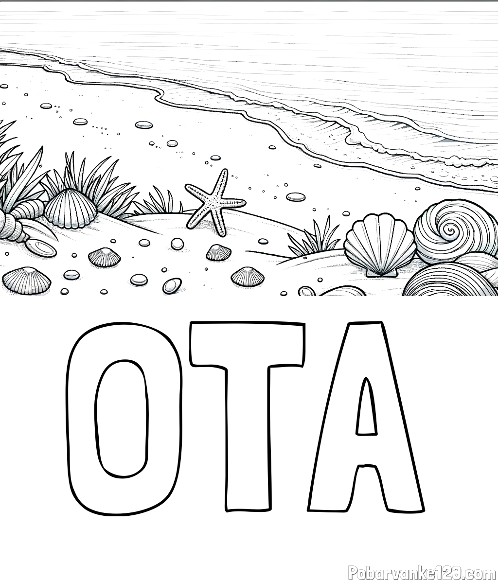 Pobarvanka imena OTA in pobarvanka morja in plaže