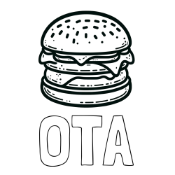 Online izdelana pobarvanka - Pobarvanka imena OTA in preprosta pobarvanka hamburgerja