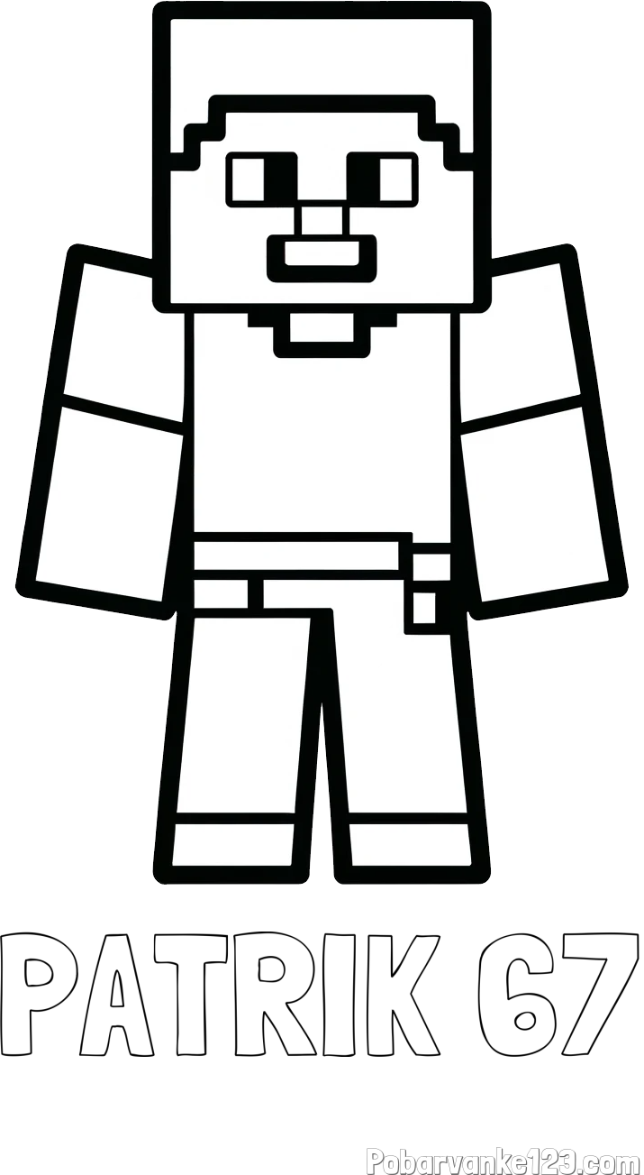 Pobarvanka imena PATRIK 67 in pobarvanka Minecraft figurice