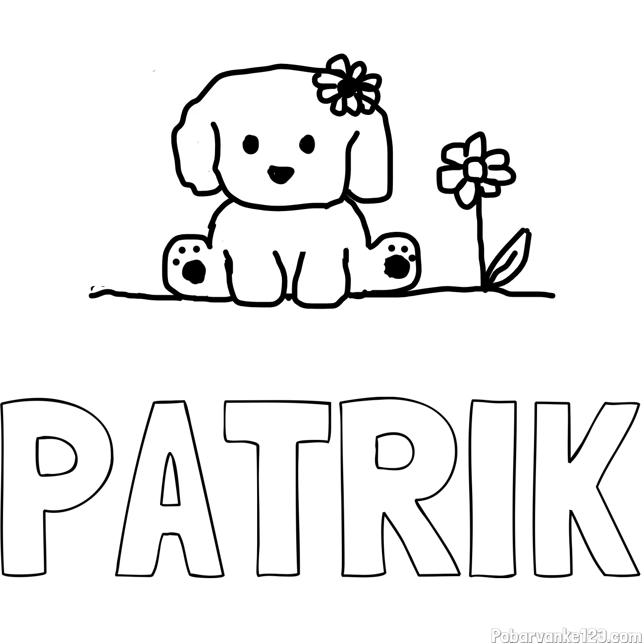 Pobarvanka imena PATRIK in KUŽIKA