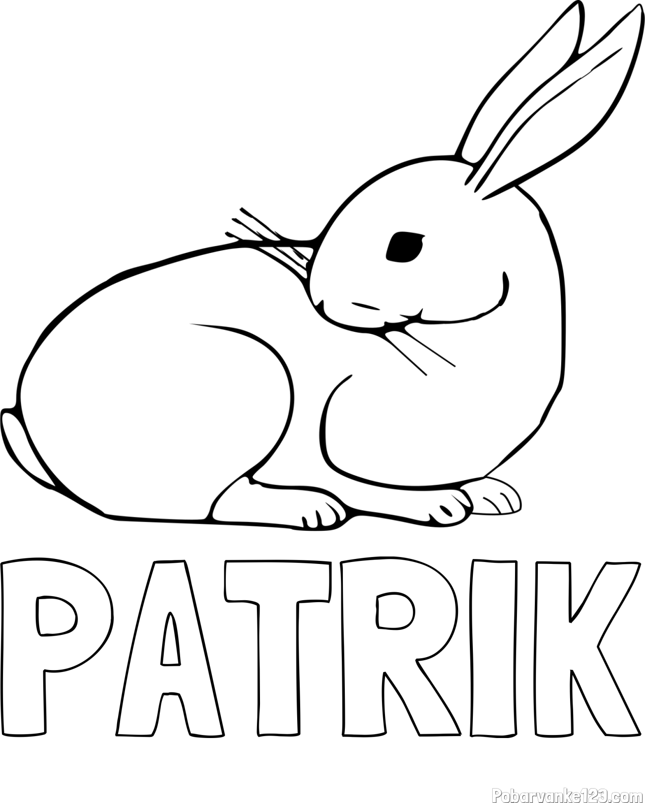 Pobarvanka imena PATRIK in pobarvanka zajčka, ki je nekaj opazil