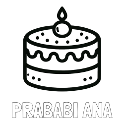 Online izdelana pobarvanka - Pobarvanka imena PRABABI ANA in otroška pobarvanka majhne torte