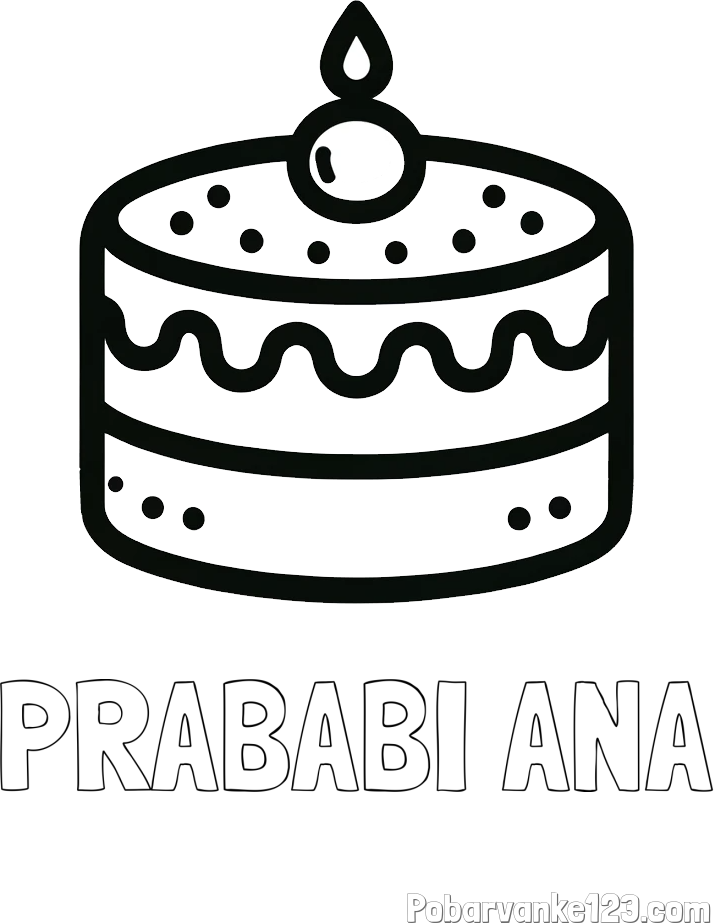 Pobarvanka imena PRABABI ANA in otroška pobarvanka majhne torte