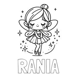 Online izdelana pobarvanka - Pobarvanka imena RANIA in otroška pobarvanka čarobne vile