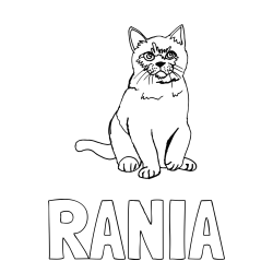 Online izdelana pobarvanka - Pobarvanka imena RANIA in pobarvanka lepe mucke