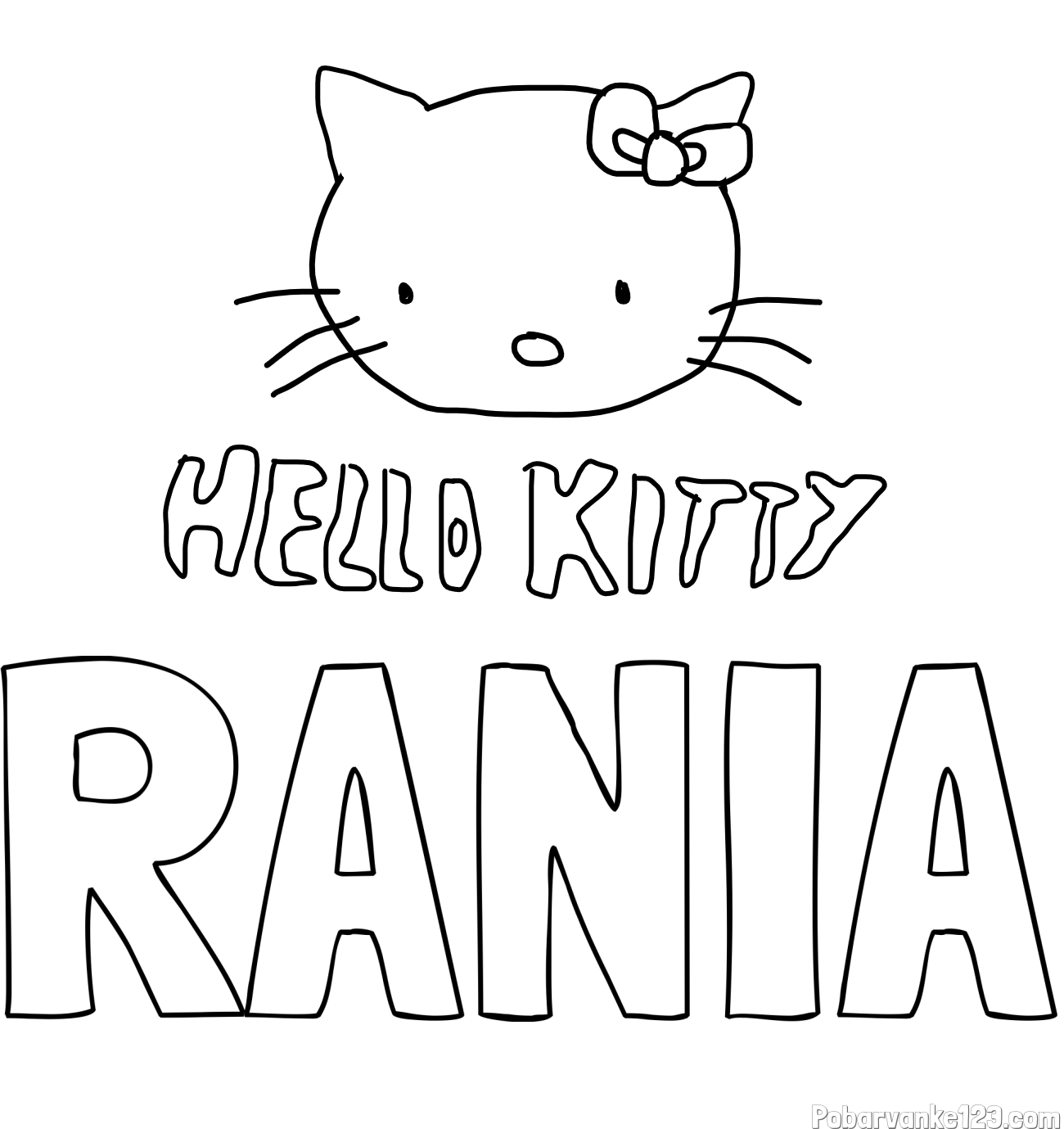 Pobarvanka imena RANIA in pobarvanka ljubke mucke Hello Kitty