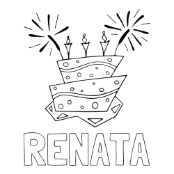 Online izdelana pobarvanka - Pobarvanka imena RENATA in pobarvanka rojstnodnevne torte