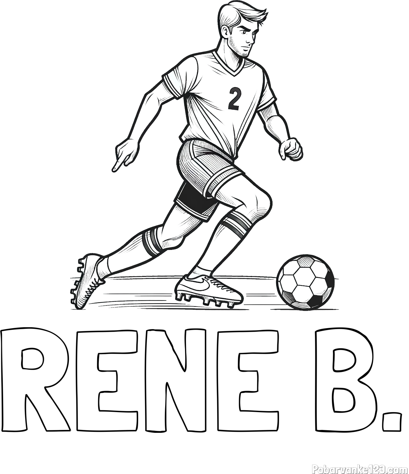 Pobarvanka imena RENE B. in pobarvanka nogometaša