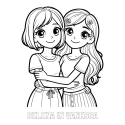 Online izdelana pobarvanka - Pobarvanka imena SELENA IN VANESSA in pobarvanka ljubkih prijateljic