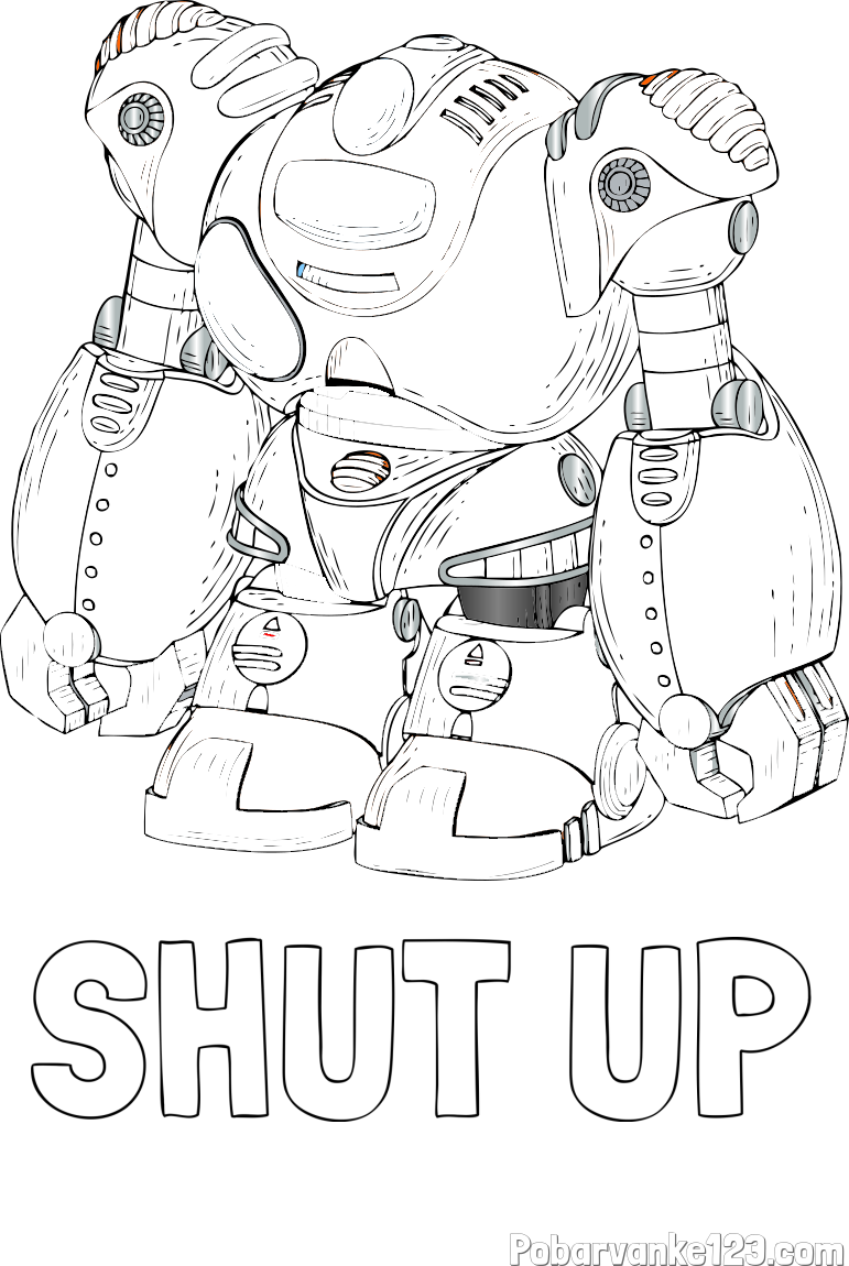 Pobarvanka imena SHUT UP in pobarvanka velikega robota
