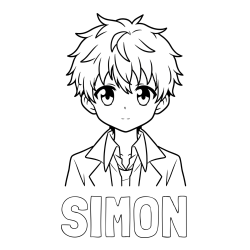 Online izdelana pobarvanka - Pobarvanka imena SIMON in pobarvanka fanta v anime slogu