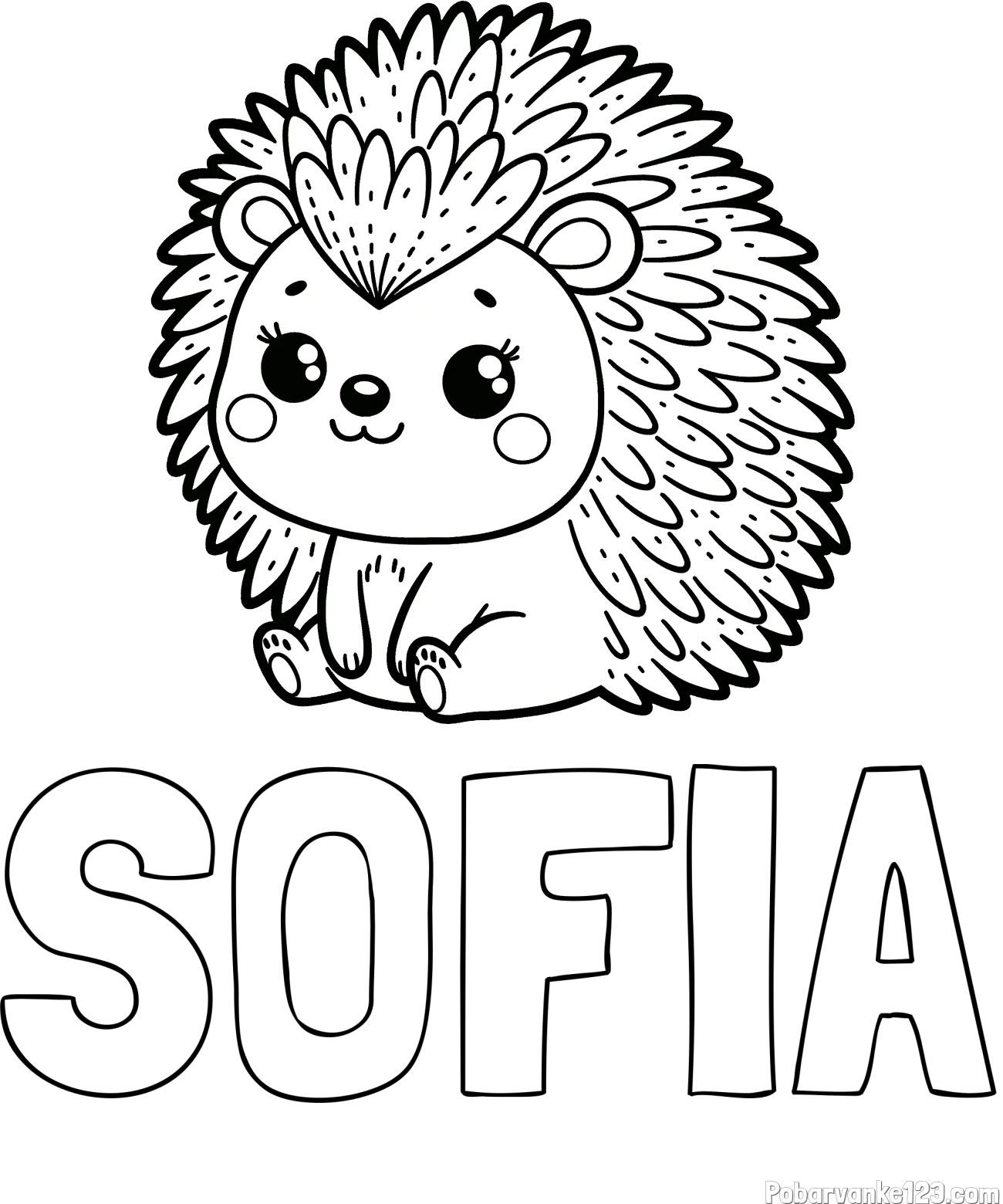 Pobarvanka imena SOFIA in pobarvanka nasmejanega ježka