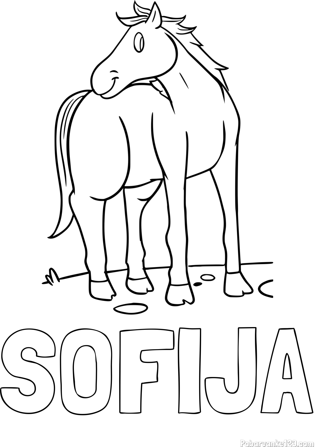 Pobarvanka imena SOFIJA in pobarvanka prikupnega konjička