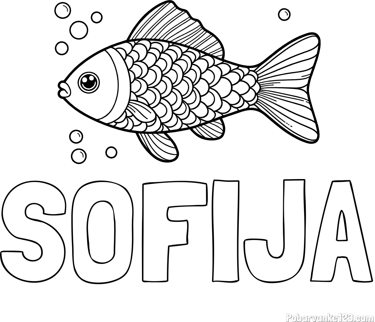 Pobarvanka imena SOFIJA in pobarvanka ribe