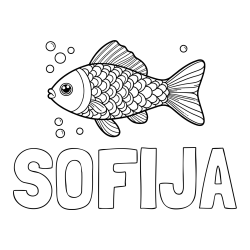 Online izdelana pobarvanka - Pobarvanka imena SOFIJA in pobarvanka ribe