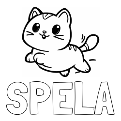 Online izdelana pobarvanka - Pobarvanka imena ŠPELA in pobarvanka prikupne mačke med tekom