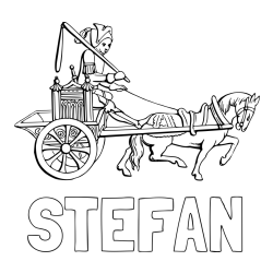 Online izdelana pobarvanka - Pobarvanka imena ŠTEFAN in pobarvanka konja in kočijaža