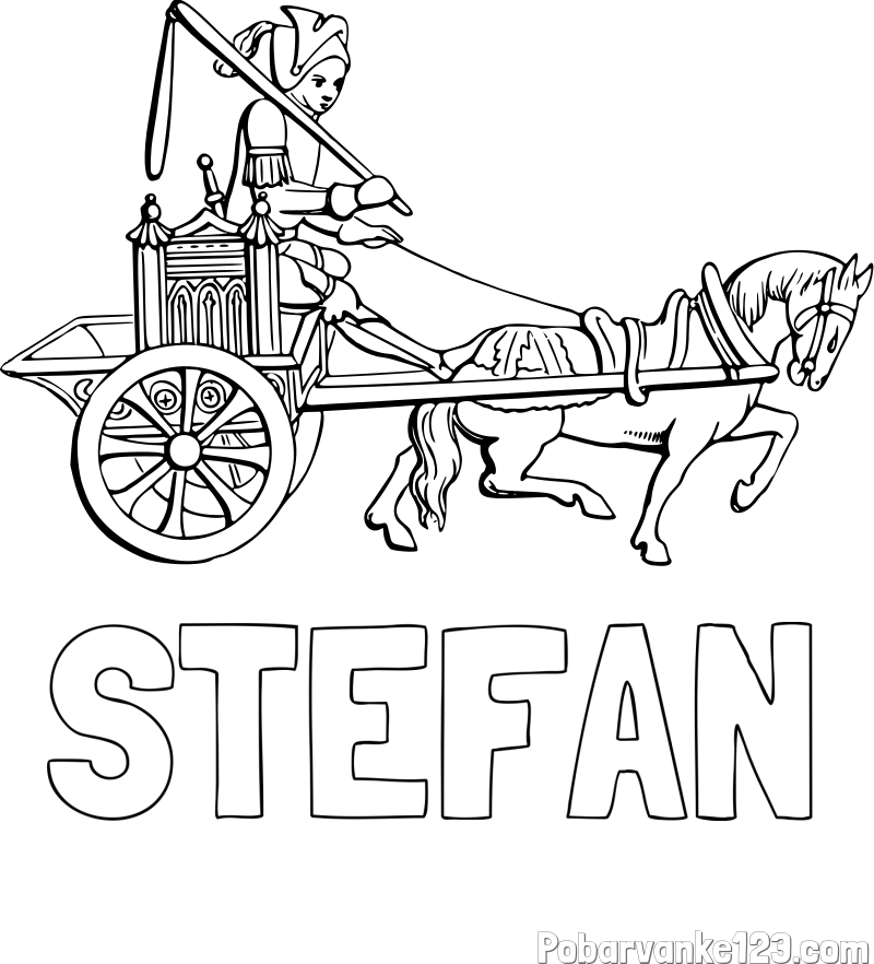 Pobarvanka imena ŠTEFAN in pobarvanka konja in kočijaža