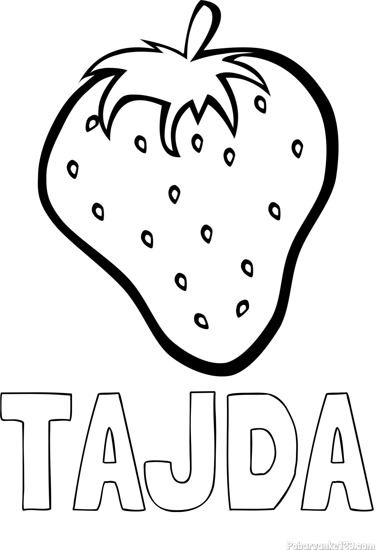 Pobarvanka imena TAJDA in pobarvanka sočne jagode