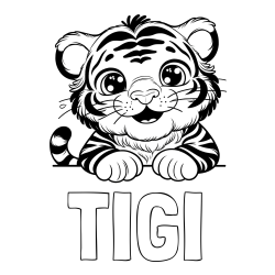 Online izdelana pobarvanka - Pobarvanka imena TIGI in pobarvanka tigrček