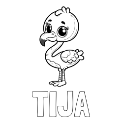 Online izdelana pobarvanka - Pobarvanka imena TIJA in pobarvanka majhnega flaminga