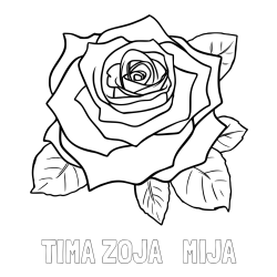 Pobarvanka imena TIMA ZOJA   MIJA in pobarvanka vrtnice