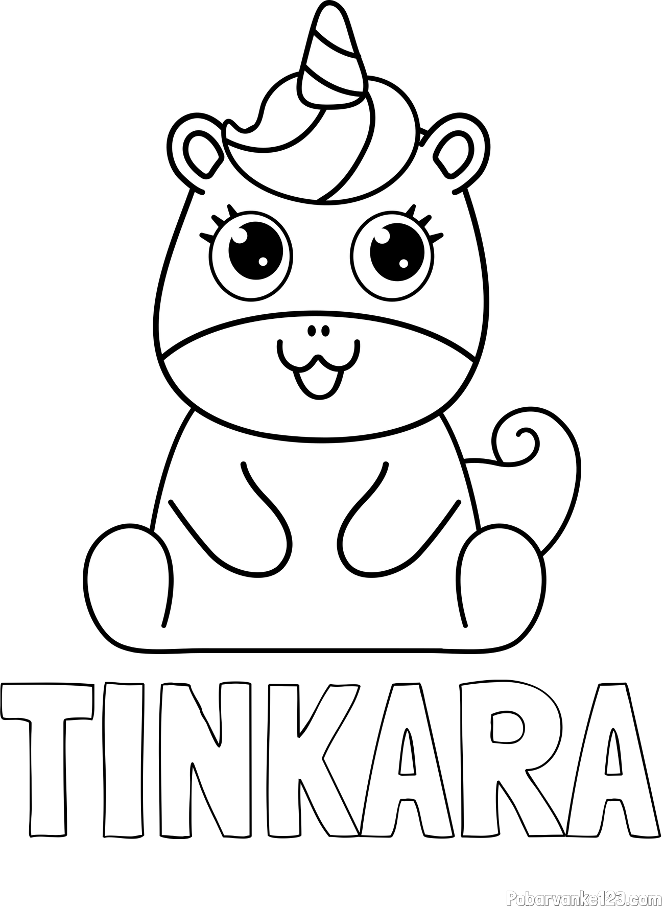 Pobarvanka imena TINKARA in pobarvanka čudovitega samoroga Unicorn