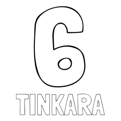 Online izdelana pobarvanka - Pobarvanka imena TINKARA in pobarvanka številke šest (6)