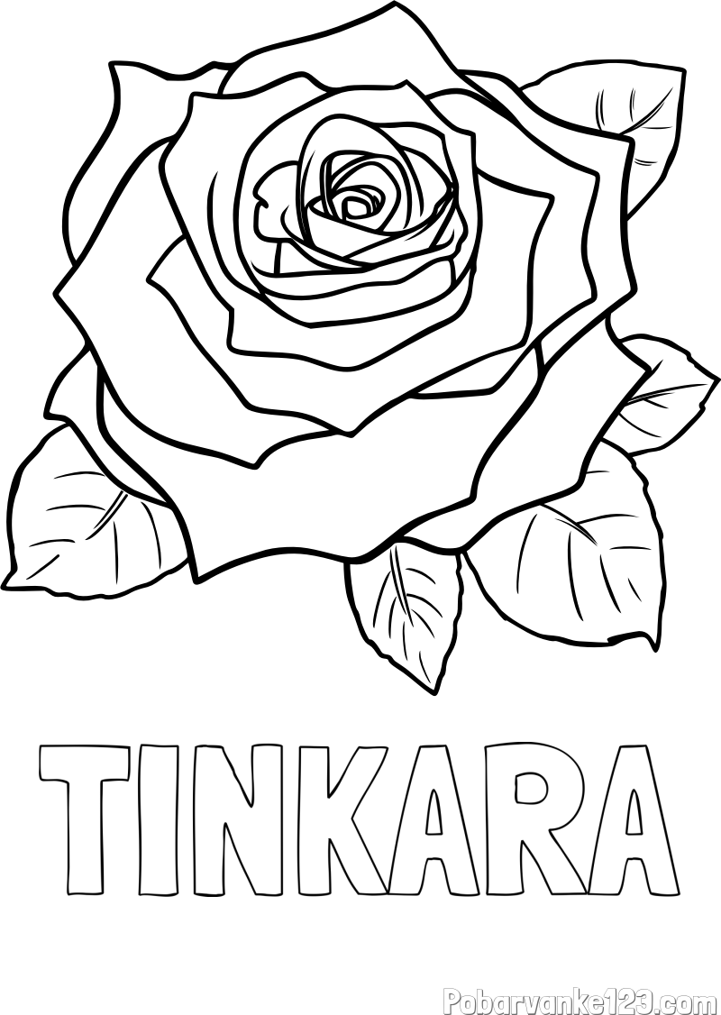 Pobarvanka imena TINKARA in pobarvanka vrtnice