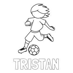 Online izdelana pobarvanka - Pobarvanka imena TRISTAN in otroška pobarvanka preprosto ilustriranega nogometaša