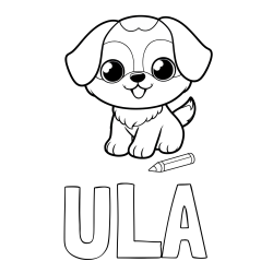 Online izdelana pobarvanka - Pobarvanka imena ULA in pobarvanka prikupnega kužka