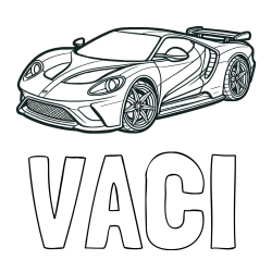 Online izdelana pobarvanka - Pobarvanka imena VACI in Športni avtomobil