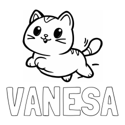 Online izdelana pobarvanka - Pobarvanka imena VANESA in pobarvanka prikupne mačke med tekom