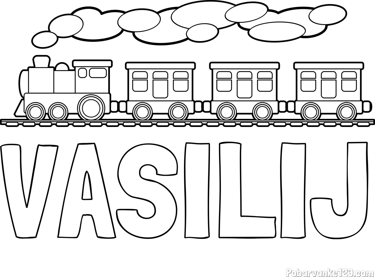 Pobarvanka imena VASILIJ in pobarvanka vlaka