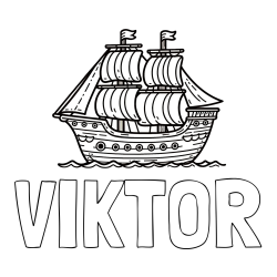 Online izdelana pobarvanka - Pobarvanka imena VIKTOR in otroška pobarvanka ladje