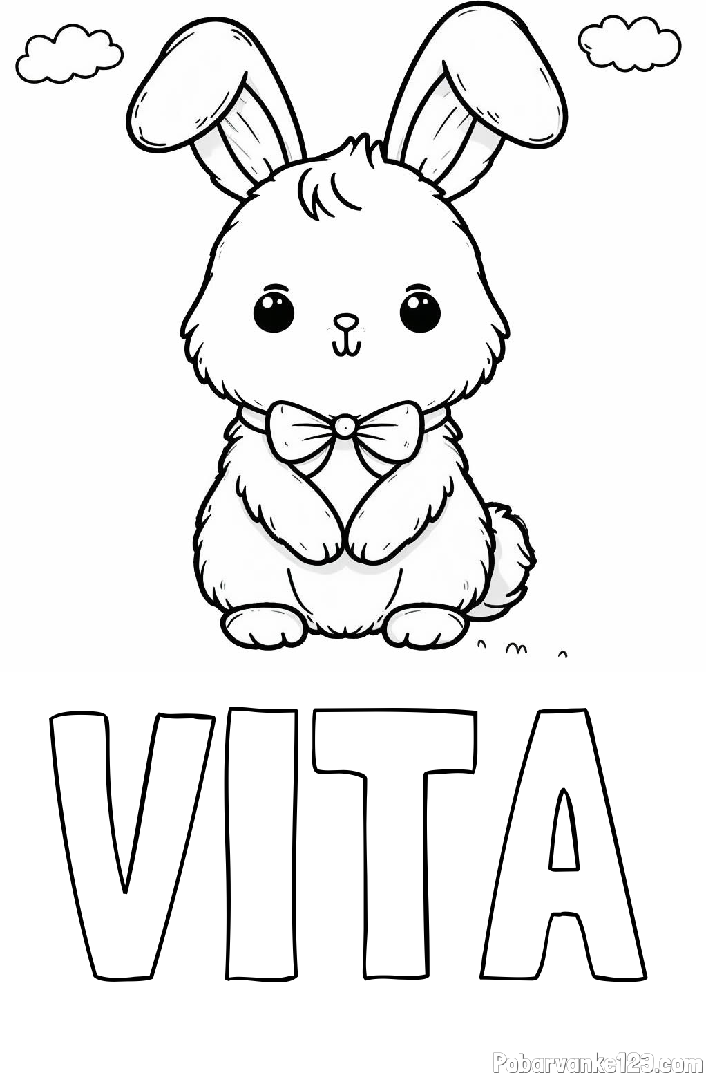 Pobarvanka imena VITA in pobarvanka prikupnega zajčka