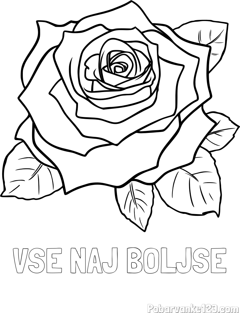 Pobarvanka imena VSE NAJ BOLJŠE in pobarvanka vrtnice