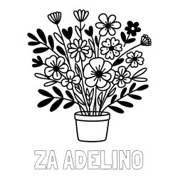 Online izdelana pobarvanka - Pobarvanka imena ZA ADELINO in pobarvanka rož v cvetličnem loncu