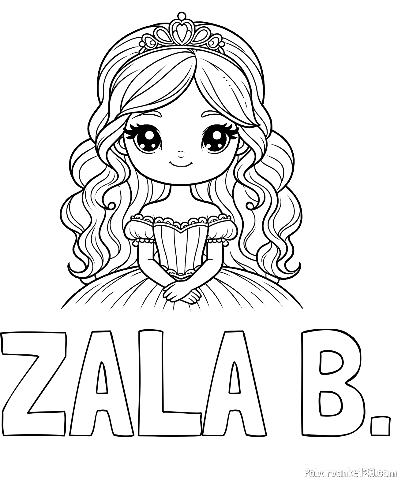 Pobarvanka imena ZALA B. in pobarvanka ljubke princese