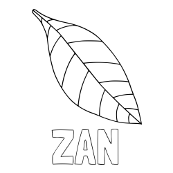 Online izdelana pobarvanka - Pobarvanka imena ŽAN in pobarvanka preprostega lista