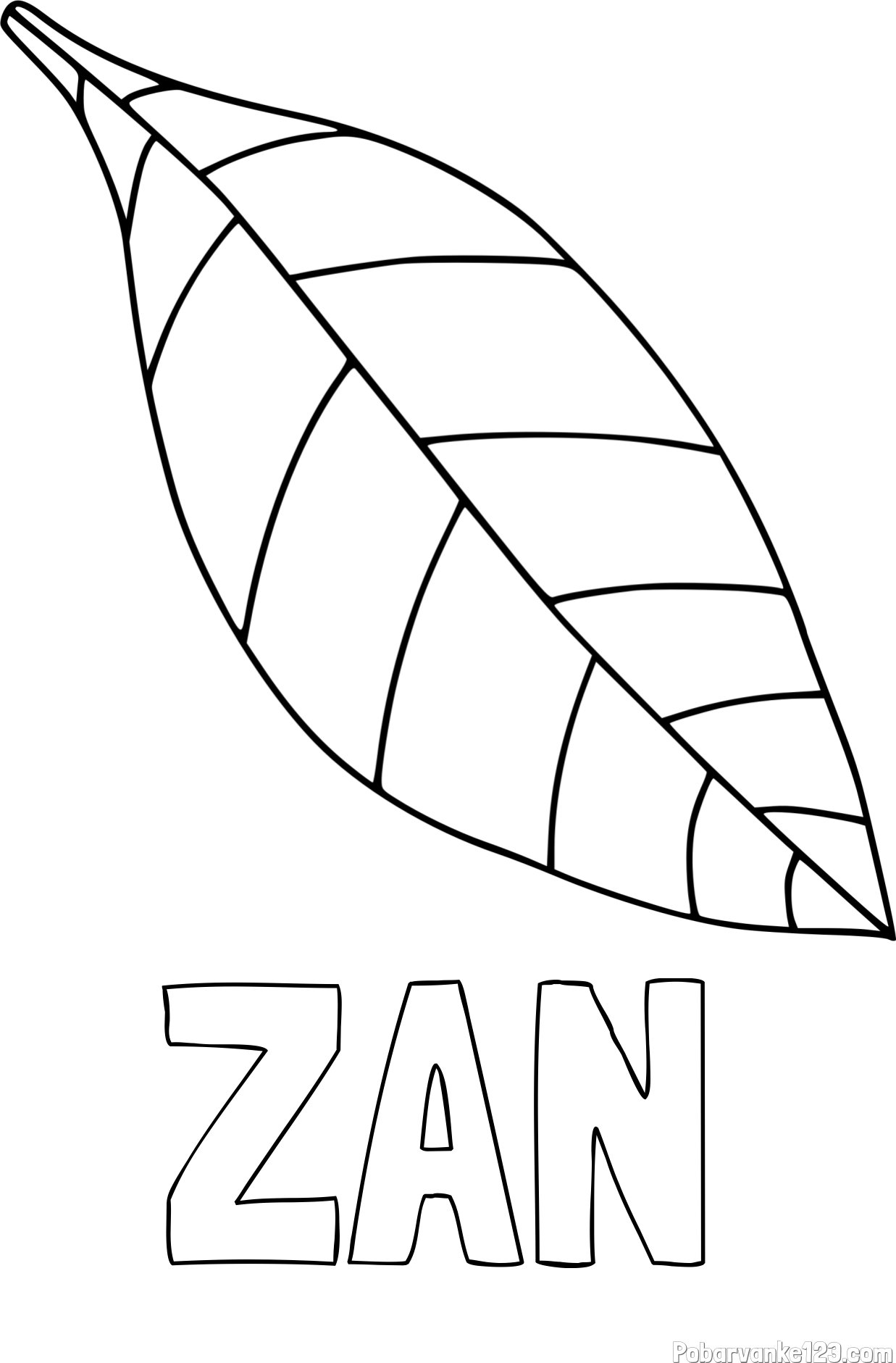 Pobarvanka imena ŽAN in pobarvanka preprostega lista