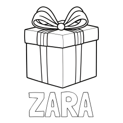 Online izdelana pobarvanka - Pobarvanka imena ZARA in pobarvanka darila s pentljo