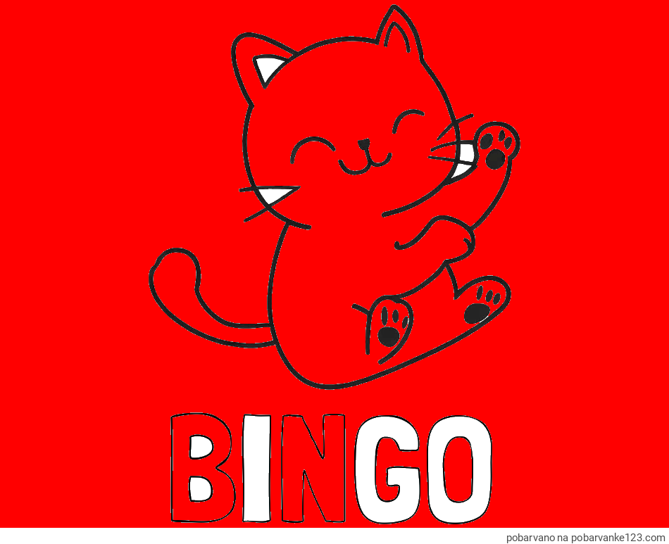 POBARVANA POBARVANKA - Pobarvanka imena BINGO in pobarvanka razigranega mucka
